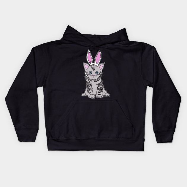 Easter Cat Cute Rabbit Ears dressed up Kids Hoodie by design-lab-berlin